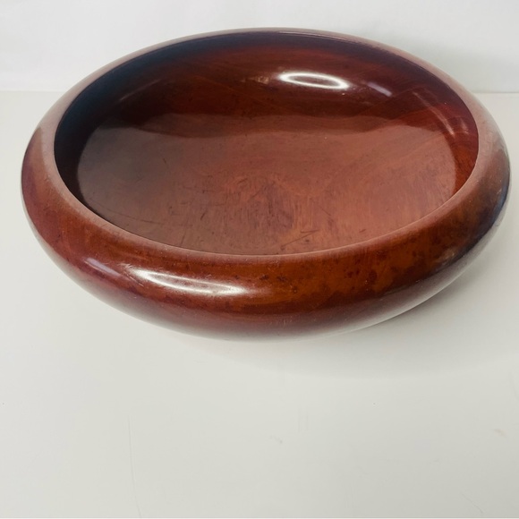 Vintage CaribCraft Solid Mahogany Handmade Haiti MCM Salad Bowl Set - Picture 5 of 10
